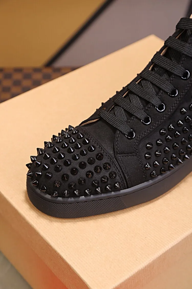 Ex-factory price 480. christian louboutin (CL red sole shoes) counter nail series, high-top casual sneakers for couples 📢 📢 📢 Exclusive hot style release 🎈🎈💪 Movable latex feet 👻 Finished outsole stitching line [satisfied] 😝Female 35-40# Male 38#-46, global supply😝 [Top version]: original imported cowhide upper, top original leather lining, original molded TPU outsole, original 1:1 detail processing, original shoe last, large quantity available from stock,
